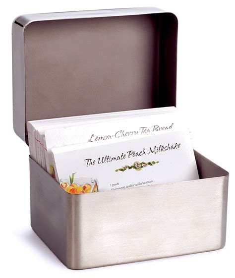 recipe file box stainless steel|Metal Recipe Box .